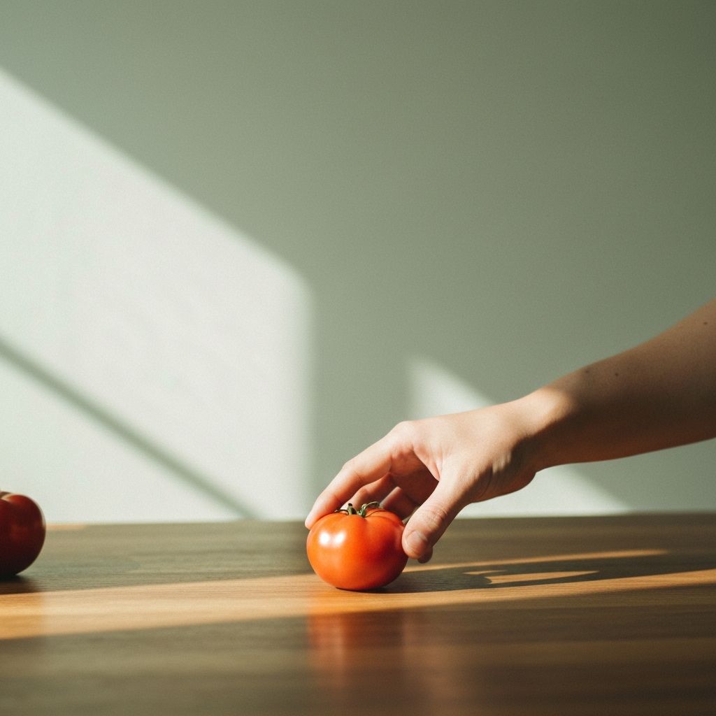 Thoughtful hand selecting fresh produce