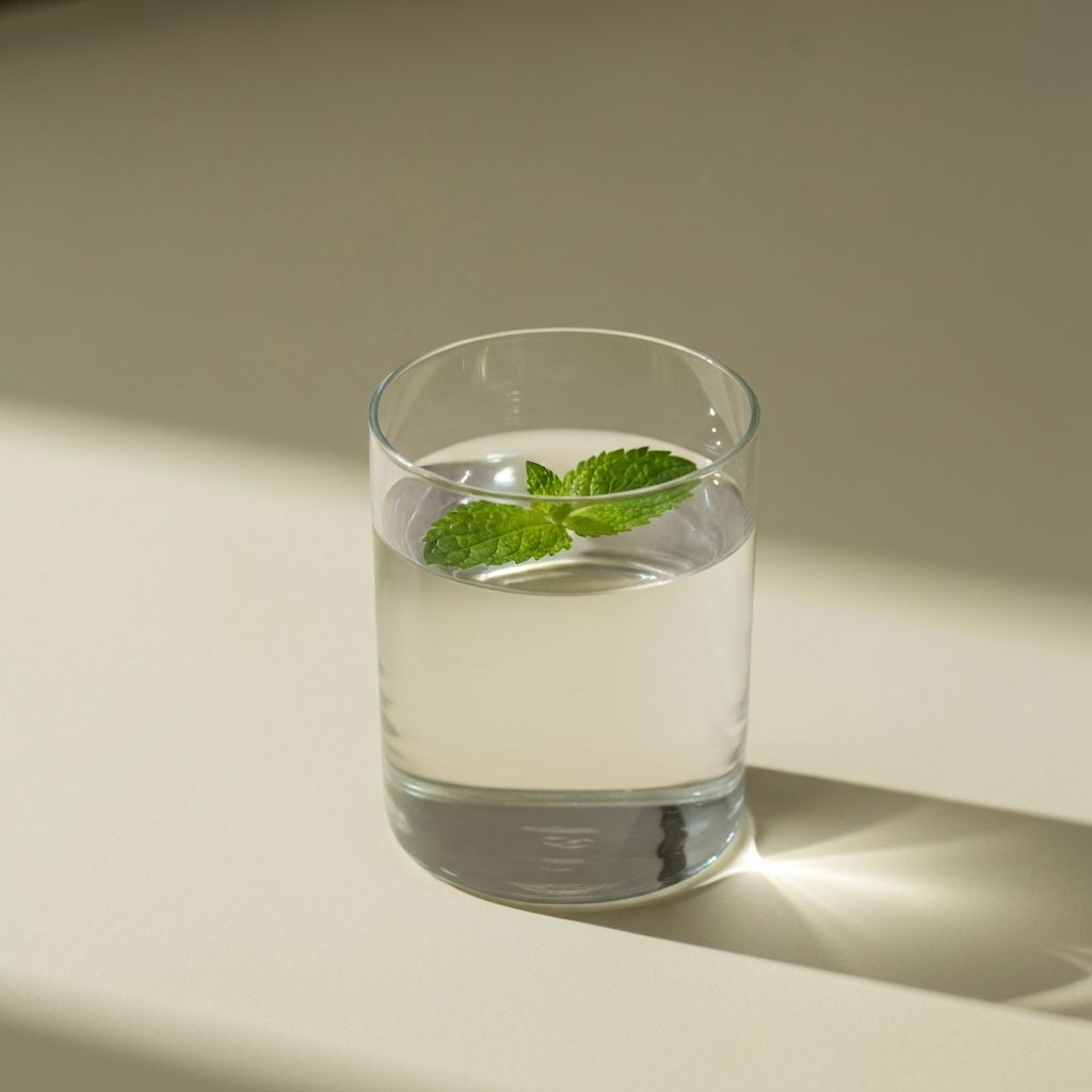 Single glass of water with herb selection